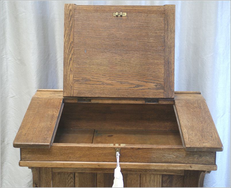 4034 Antique Oak Clerks Desk - Lectern - Reception Desk (8)